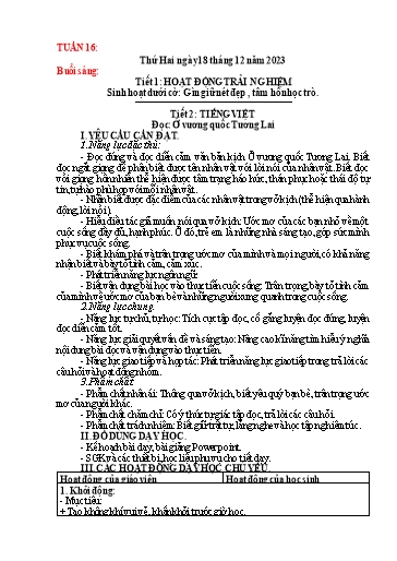 Giáo án Lớp 4 - Tuần 16 - Năm học 2023-2024