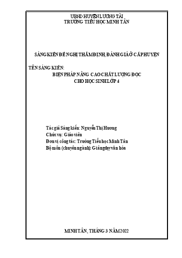Sáng kiến kinh nghiệm Biện pháp nâng cao chất lượng đọc cho học sinh Lớp 4