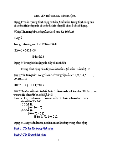 Giáo án Toán 4 - Chuyên đề: Trung bình cộng