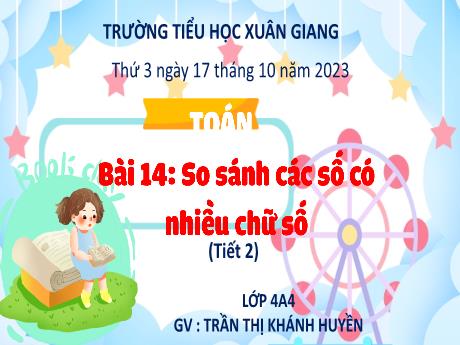 Bài giảng Toán Lớp 4 (Kết nối tri thức) - Bài 14: So sánh các số có nhiều chữ số (Tiết 2) - Năm học 2023-2024 - Trần Thị Khánh Huyền