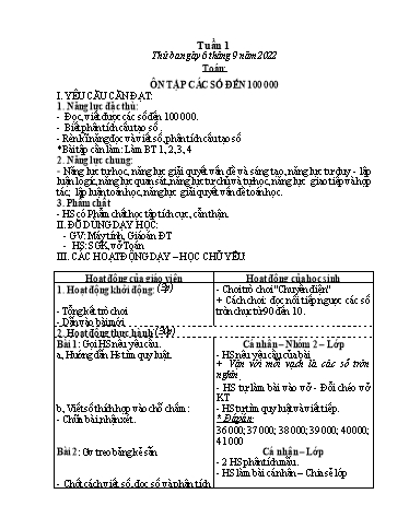 Kế hoạch bài dạy các môn Lớp 4 - Tuần 1 - Năm học 2022-2023 - Lê Thị Hồng Hạnh