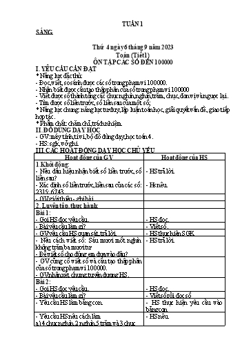Kế hoạch bài dạy các môn Lớp 4 - Tuần 1 - Năm học 2023-2024 - Nguyễn Thị Hằng