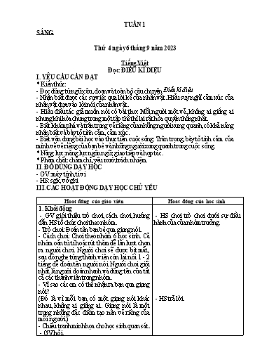 Kế hoạch bài dạy các môn Lớp 4 - Tuần 1 - Năm học 2023-2024 - Trần Thị Khánh Huyền