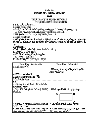 Kế hoạch bài dạy các môn Lớp 4 - Tuần 10 - Năm học 2022-2023 - Lê Thị Hồng Hạnh