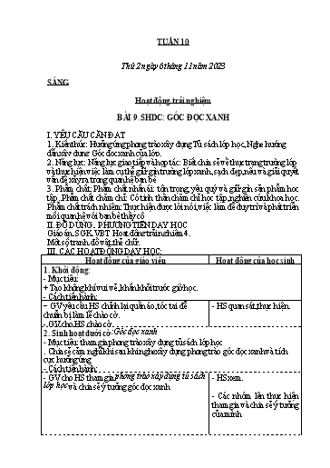 Kế hoạch bài dạy các môn Lớp 4 - Tuần 10 - Năm học 2023-2024 - Trần Thị Khánh Huyền