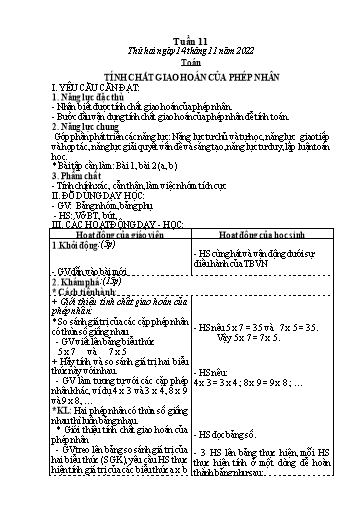 Kế hoạch bài dạy các môn Lớp 4 - Tuần 11 - Năm học 2022-2023 - Lê Thị Hồng Hạnh