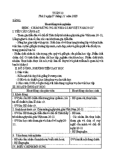 Kế hoạch bài dạy các môn Lớp 4 - Tuần 13 - Năm học 2023-2024 - Hoàng Thị Thủy