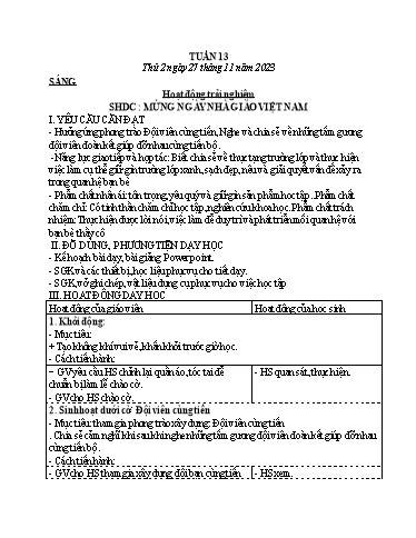 Kế hoạch bài dạy các môn Lớp 4 - Tuần 13 - Năm học 2023-2024 - Nguyễn Thị Hằng