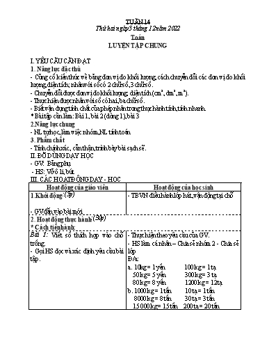 Kế hoạch bài dạy các môn Lớp 4 - Tuần 14 - Năm học 2022-2023 - Đặng Thị Xuân