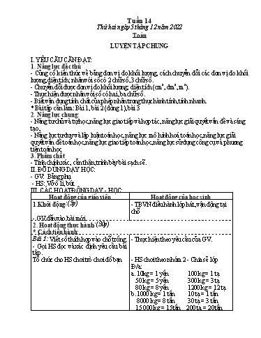 Kế hoạch bài dạy các môn Lớp 4 - Tuần 14 - Năm học 2022-2023 - Lê Thị Hồng Hạnh