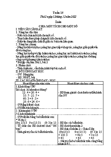 Kế hoạch bài dạy các môn Lớp 4 - Tuần 15 - Năm học 2022-2023 - Lê Thị Hồng Hạnh