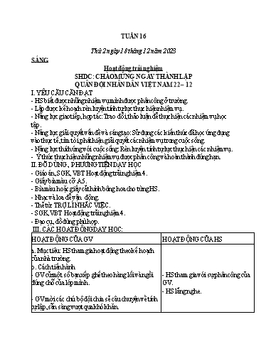 Kế hoạch bài dạy các môn Lớp 4 - Tuần 16 - Năm học 2023-2024 - Trần Thị Khánh Huyền