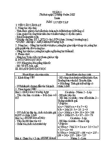 Kế hoạch bài dạy các môn Lớp 4 - Tuần 2 - Năm học 2022-2023 - Đặng Thị Xuân