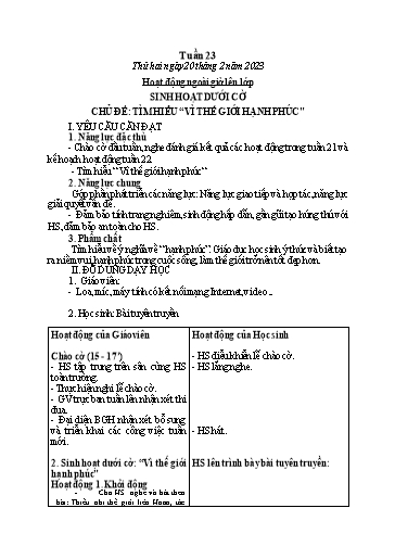 Kế hoạch bài dạy các môn Lớp 4 - Tuần 23 - Năm học 2022-2023 - Lê Thị Hồng Hạnh