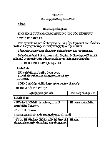 Kế hoạch bài dạy các môn Lớp 4 - Tuần 25 - Năm học 2023-2024 - Trần Thị Khánh Huyền
