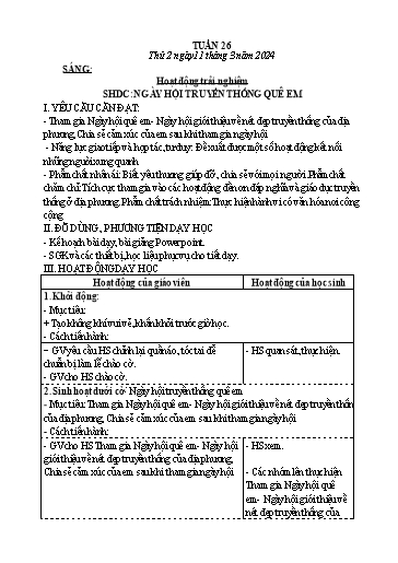 Kế hoạch bài dạy các môn Lớp 4 - Tuần 26 - Năm học 2023-2024 - Hoàng Thị Thủy