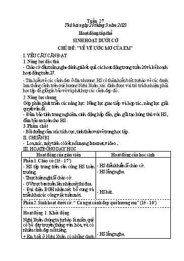 Kế hoạch bài dạy các môn Lớp 4 - Tuần 27 - Năm học 2022-2023 - Lê Thị Hồng Hạnh