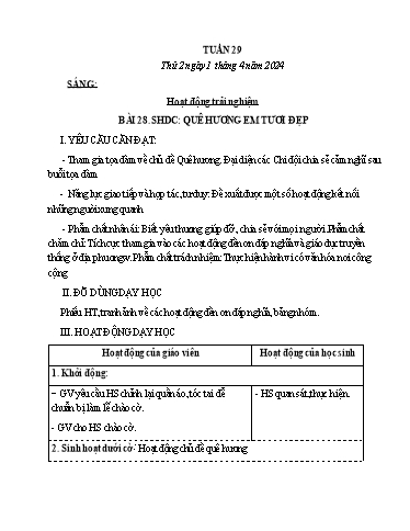 Kế hoạch bài dạy các môn Lớp 4 - Tuần 29 - Năm học 2023-2024 - Trần Thị Khánh Huyền