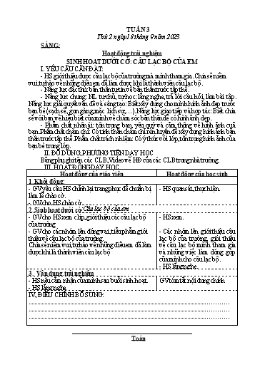 Kế hoạch bài dạy các môn Lớp 4 - Tuần 3 - Năm học 2023-2024 - Trần Thị Khánh Huyền