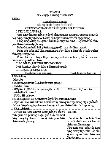 Kế hoạch bài dạy các môn Lớp 4 - Tuần 31 - Năm học 2023-2024 - Nguyễn Thị Hằng
