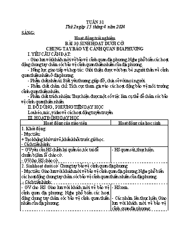 Kế hoạch bài dạy các môn Lớp 4 - Tuần 31 - Năm học 2023-2024 - Trần Thị Khánh Huyền