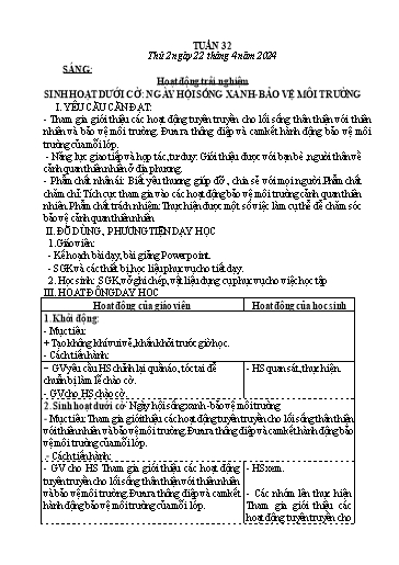 Kế hoạch bài dạy các môn Lớp 4 - Tuần 32 - Năm học 2023-2024 - Hoàng Thị Thủy