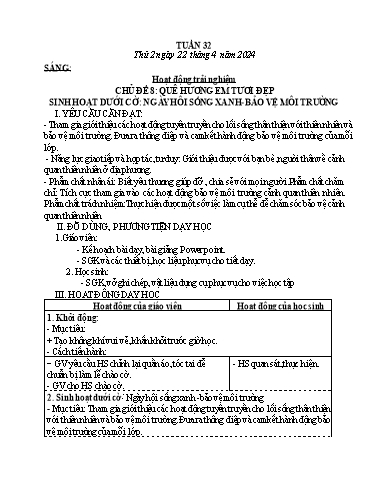 Kế hoạch bài dạy các môn Lớp 4 - Tuần 32 - Năm học 2023-2024 - Trần Thị Khánh Huyền