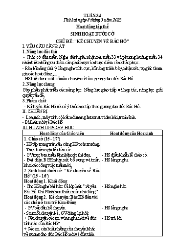 Kế hoạch bài dạy các môn Lớp 4 - Tuần 34 - Năm học 2022-2023 - Lê Thị Hồng Hạnh