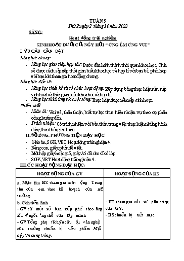 Kế hoạch bài dạy các môn Lớp 4 - Tuần 5 - Năm học 2023-2024 - Hoàng Thị Thủy