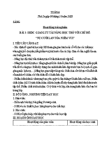 Kế hoạch bài dạy các môn Lớp 4 - Tuần 6 - Năm học 2023-2024 - Trần Thị Khánh Huyền