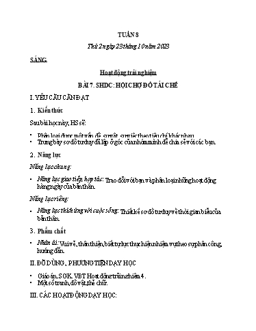 Kế hoạch bài dạy các môn Lớp 4 - Tuần 8 - Năm học 2023-2024 - Trần Thị Khánh Huyền