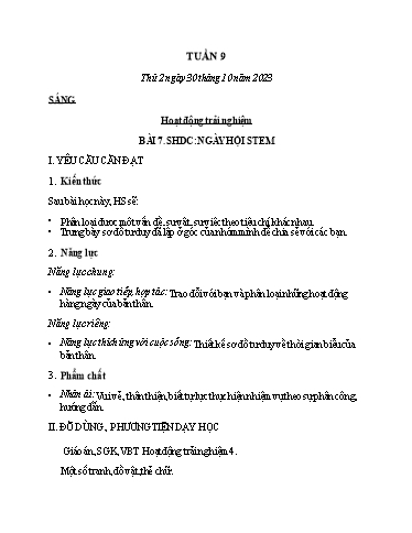 Kế hoạch bài dạy các môn Lớp 4 - Tuần 9 - Năm học 2023-2024 - Trần Thị Khánh Huyền