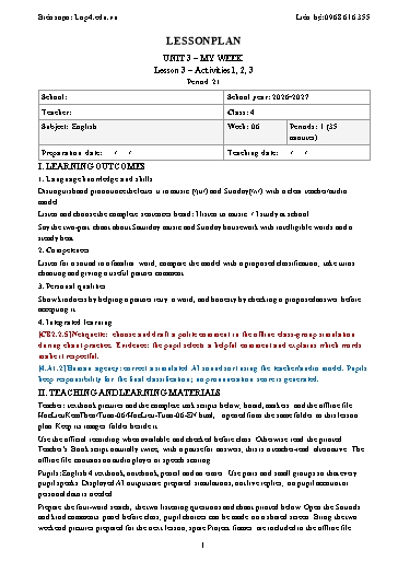 Giáo án Tiếng Anh lớp 4 Global Success năm học 2026-2027 - Tuần 6 (Tích hợp năng lực số và AI)