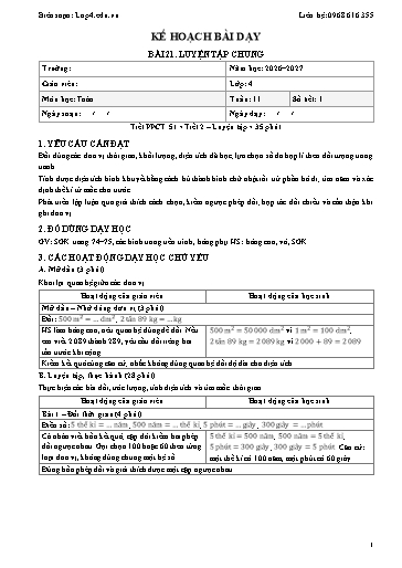 Giáo án Toán lớp 4 sách KNTT - Tuần 11 - Năm học 2026-2027 (Tích hợp năng lực số và AI)