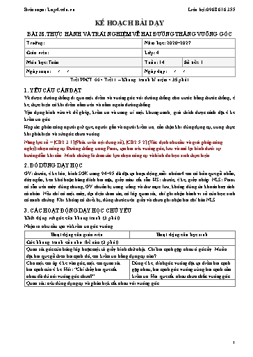 Giáo án Toán lớp 4 sách KNTT - Tuần 14 - Năm học 2026-2027 (Tích hợp năng lực số và AI)