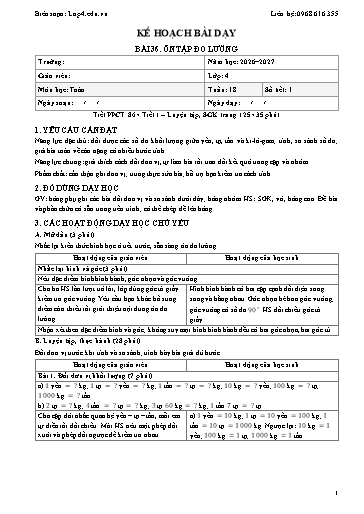 Giáo án Toán lớp 4 sách KNTT - Tuần 18 - Năm học 2026-2027 (Tích hợp năng lực số và AI)