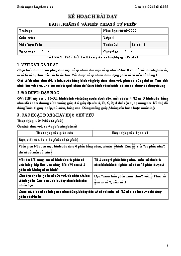 Giáo án Toán lớp 4 sách KNTT - Tuần 26 - Năm học 2026-2027 (Tích hợp năng lực số và AI)