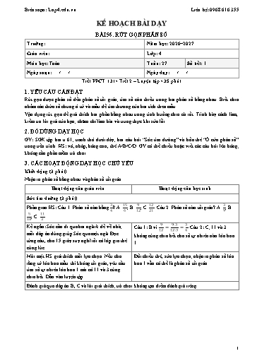 Giáo án Toán lớp 4 sách KNTT - Tuần 27 - Năm học 2026-2027 (Tích hợp năng lực số và AI)