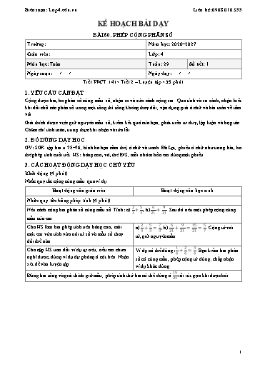 Giáo án Toán lớp 4 sách KNTT - Tuần 29 - Năm học 2026-2027 (Tích hợp năng lực số và AI)