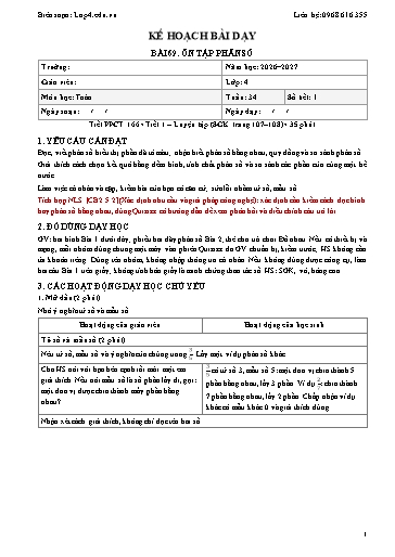 Giáo án Toán lớp 4 sách KNTT - Tuần 34 - Năm học 2026-2027 (Tích hợp năng lực số và AI)